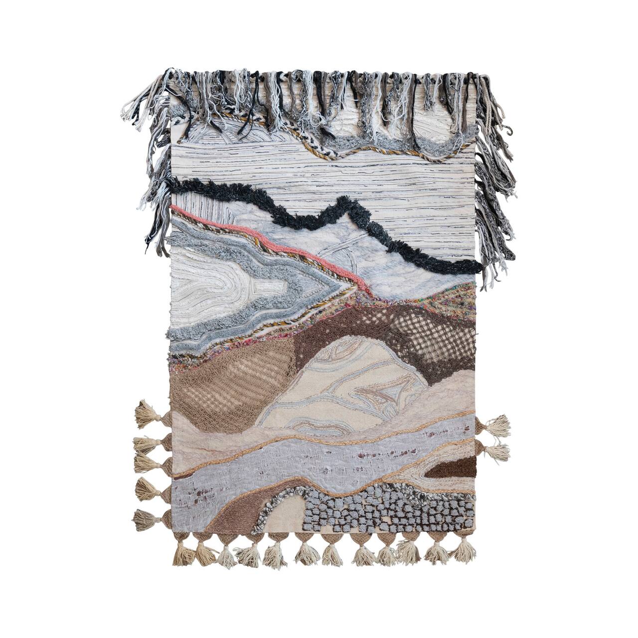 Hello Honey® Multicolor Varying Pile Embroidered Cotton Blend Wall Hanging with Wooden Hanger
